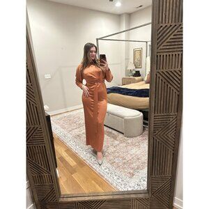 ASOS Burnt Orange Long Sleeve Evening Gown Size 10